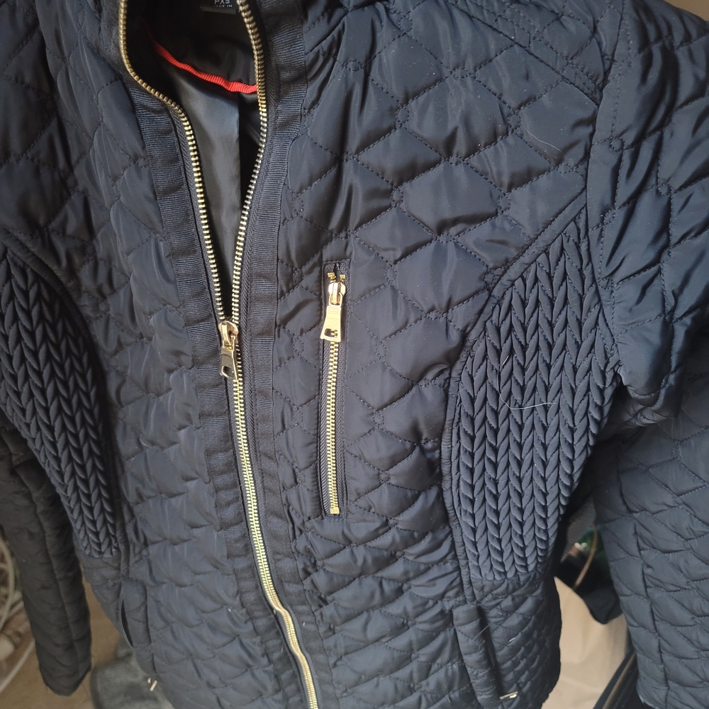Black Jones Of New Yotk Quilted Women's Hooded Jacket